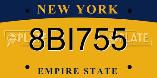 8BI755 New York License Plate