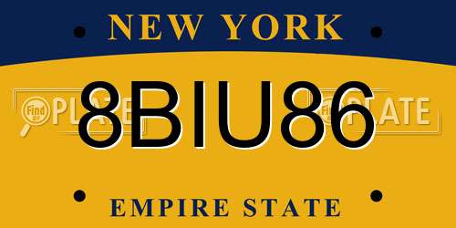 8BIU86 New York License Plate