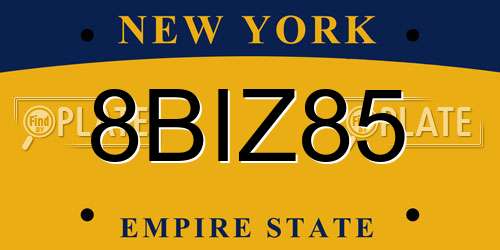8BIZ85 New York License Plate