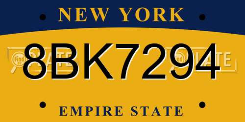 8BK7294 New York License Plate