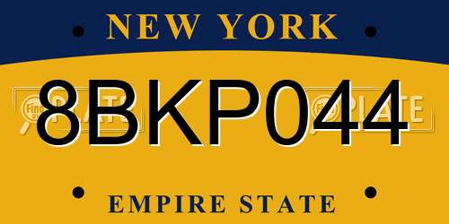 8BKP044 New York License Plate