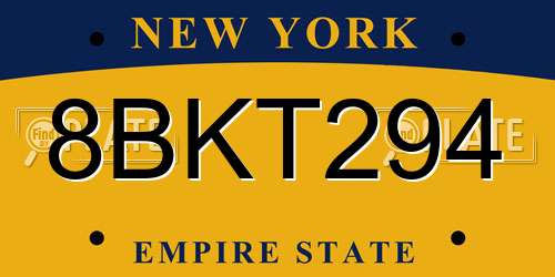 8BKT294 New York License Plate