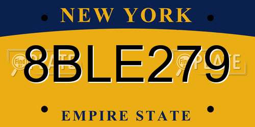 8BLE279 New York License Plate