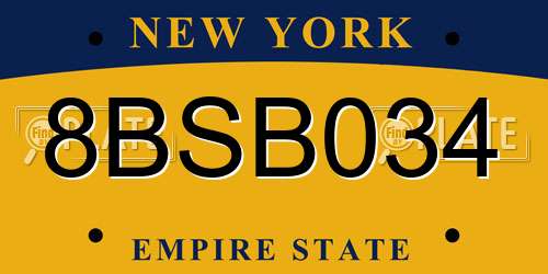 8BSB034 New York License Plate
