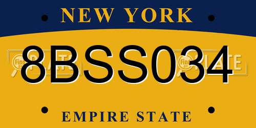 8BSS034 New York License Plate
