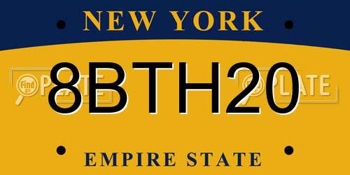 8BTH20 New York License Plate