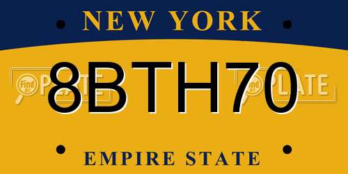 8BTH70 New York License Plate