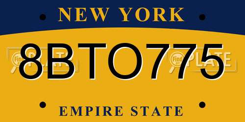 8BTO775 New York License Plate