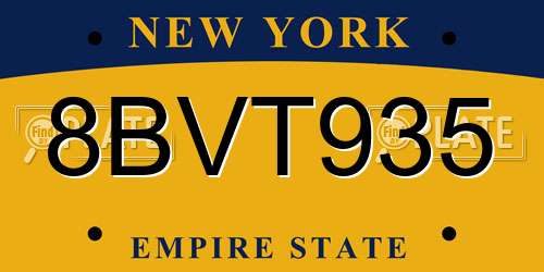 8BVT935 New York License Plate