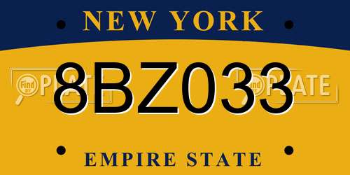 8BZ033 New York License Plate