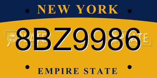 8BZ9986 New York License Plate