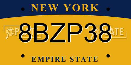 8BZP38 New York License Plate