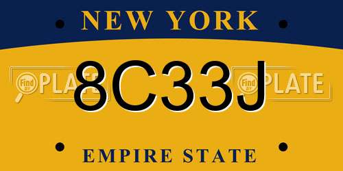 8C33J New York License Plate