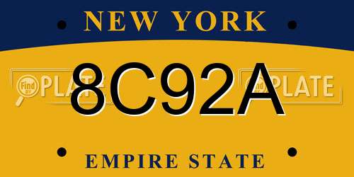 8C92A New York License Plate
