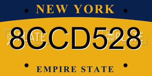 8CCD528 New York License Plate