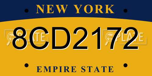 8CD2172 New York License Plate