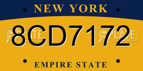 8CD7172 New York License Plate