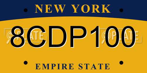 8CDP100 New York License Plate
