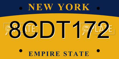 8CDT172 New York License Plate