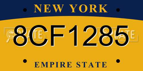 8CF1285 New York License Plate