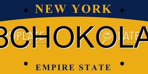 8CHOKOLA New York License Plate