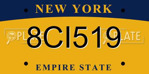 8CI519 New York License Plate