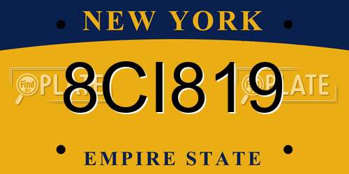 8CI819 New York License Plate