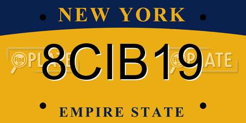 8CIB19 New York License Plate