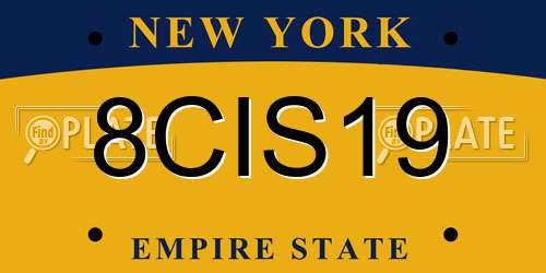 8CIS19 New York License Plate