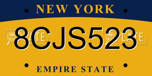 8CJS523 New York License Plate