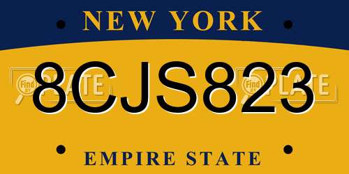 8CJS823 New York License Plate