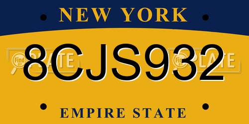 8CJS932 New York License Plate