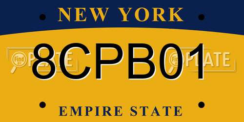 8CPB01 New York License Plate