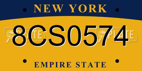 8CS0574 New York License Plate