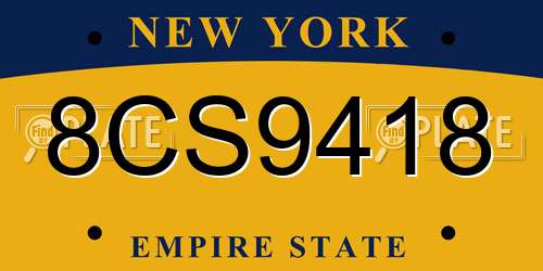 8CS9418 New York License Plate