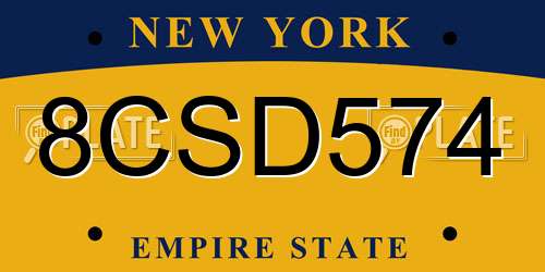 8CSD574 New York License Plate