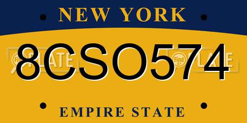 8CSO574 New York License Plate