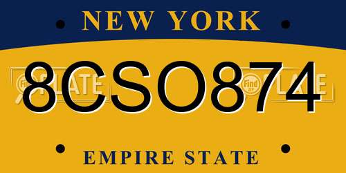 8CSO874 New York License Plate