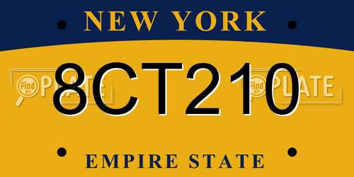8CT210 New York License Plate