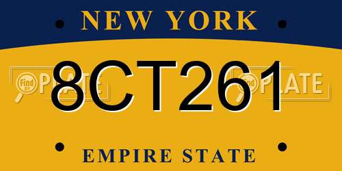 8CT261 New York License Plate