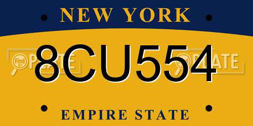 8CU554 New York License Plate