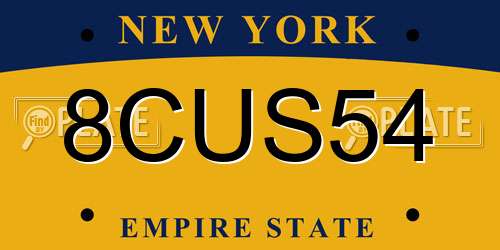 8CUS54 New York License Plate