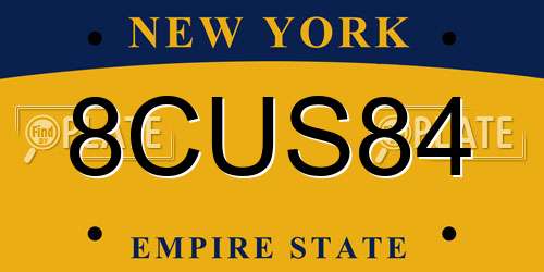 8CUS84 New York License Plate