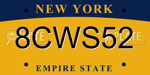 8CWS52 New York License Plate