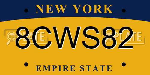 8CWS82 New York License Plate