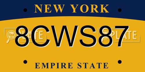8CWS87 New York License Plate