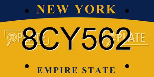 8CY562 New York License Plate