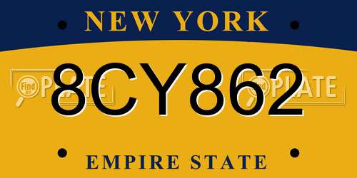 8CY862 New York License Plate