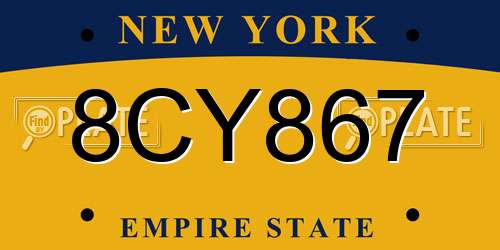 8CY867 New York License Plate