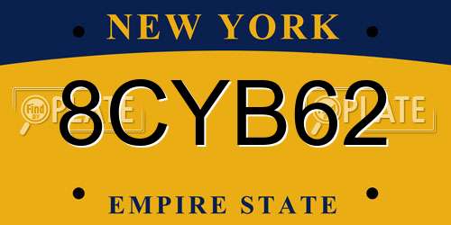 8CYB62 New York License Plate